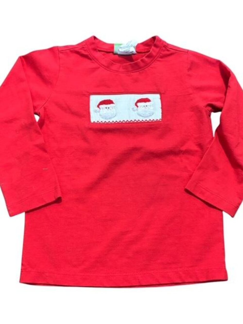 Classic Whimsy Long Sleeve Red Tee Smocked Christmas Santas Size 3T